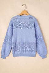 Openwork V-Neck Long Sleeve Sweater