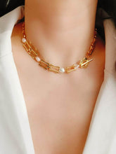 Orchid Charm Pearl Accented Floral Deco Necklace Gold / Necklace