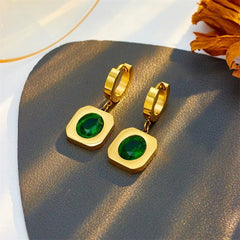 Oval Green Crystal Charm Necklace Set: Women's Non-fading Trendy Jewelry