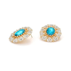 Oval-Shaped Rhinestone Swiss Stone Statement Stud Earrings