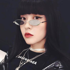 Oval Small Metal Frame Sunglasses