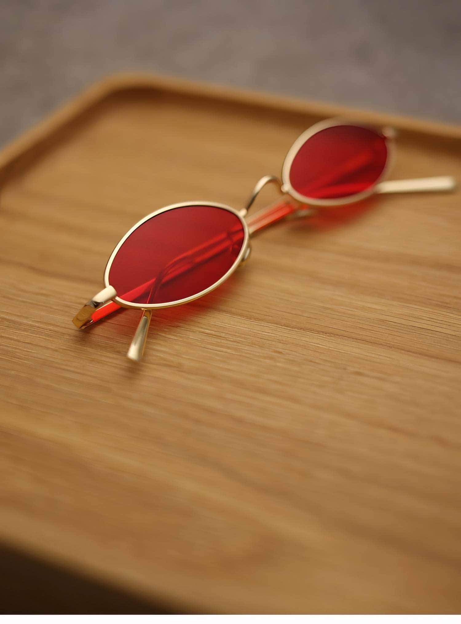 Oval Small Metal Frame Sunglasses