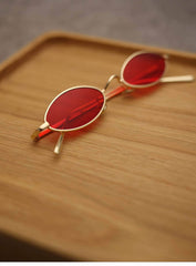 Oval Small Metal Frame Sunglasses
