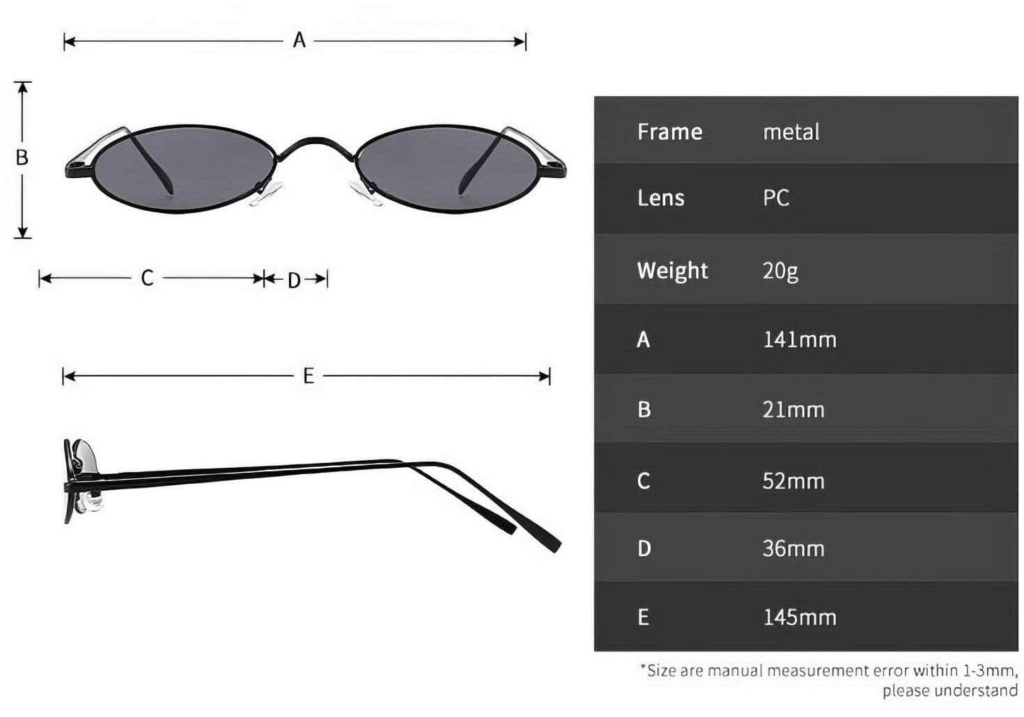 Oval Small Metal Frame Sunglasses