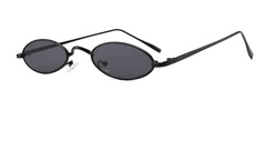 Oval Small Metal Frame Sunglasses Black/Black / Resin