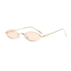 Oval Small Metal Frame Sunglasses Light Peach/Gold / Resin