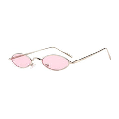 Oval Small Metal Frame Sunglasses Peach/Gold / Resin