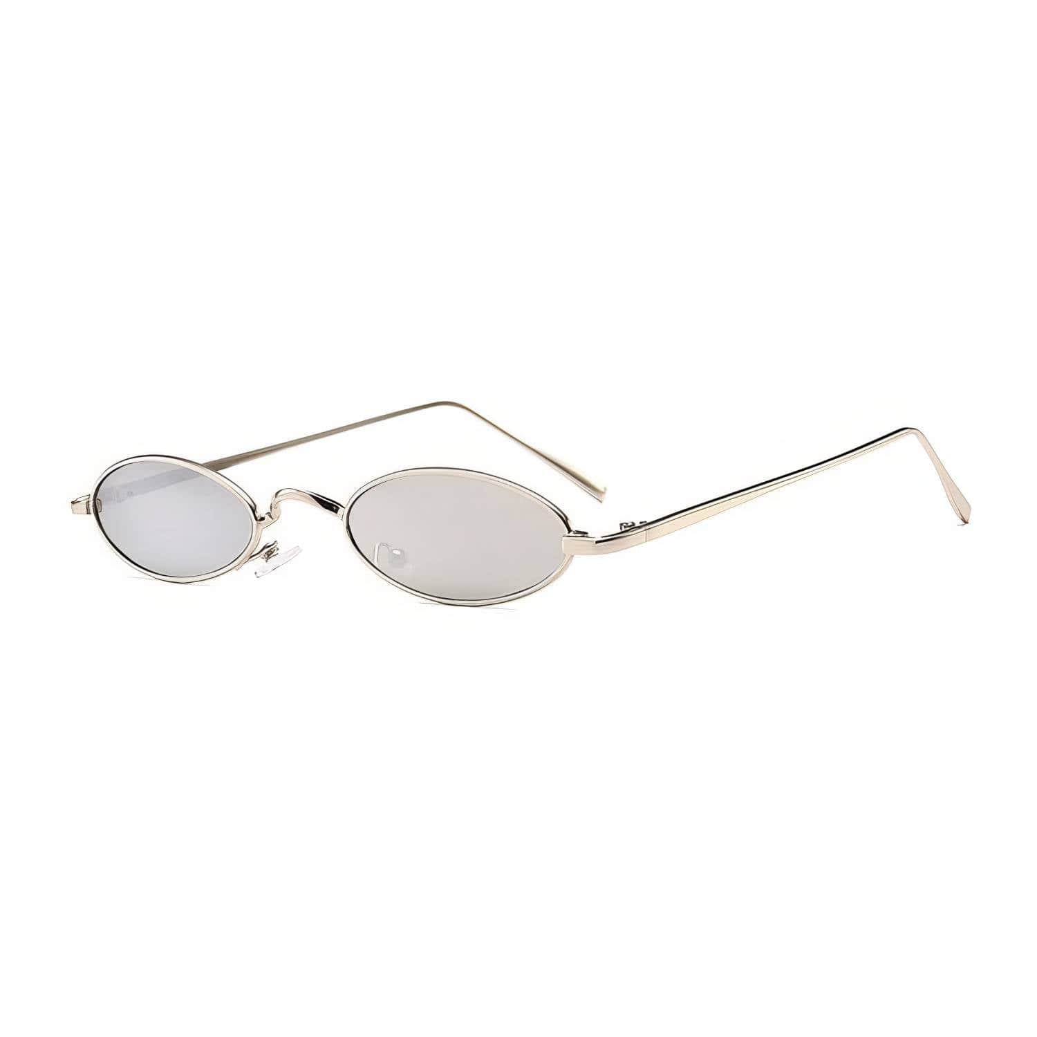 Oval Small Metal Frame Sunglasses Silver/Silver / Resin