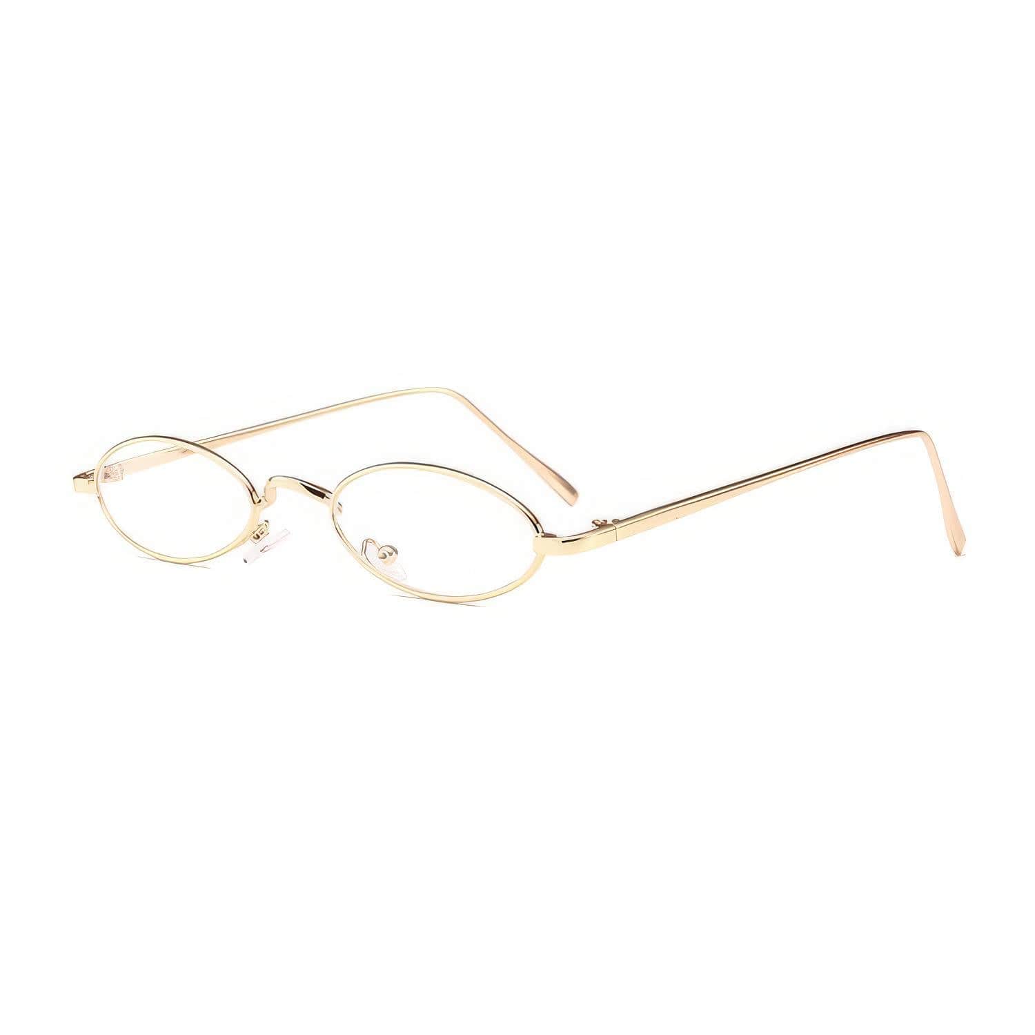 Oval Small Metal Frame Sunglasses White/Gold / Resin