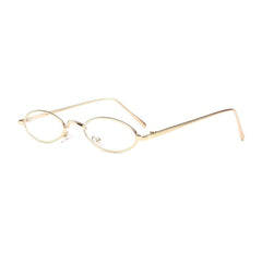 Oval Small Metal Frame Sunglasses White/Gold / Resin