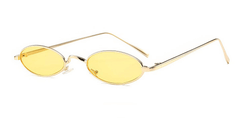 Oval Small Metal Frame Sunglasses Yellow/Gold / Resin