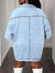 Oversized Batwing Sleeve Denim Top