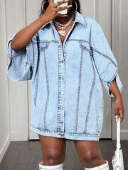 Oversized Batwing Sleeve Denim Top