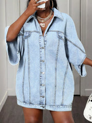 Oversized Batwing Sleeve Denim Top