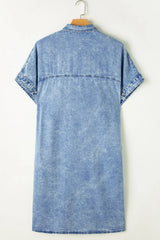 Oversized Button Down Denim Shirt Dress