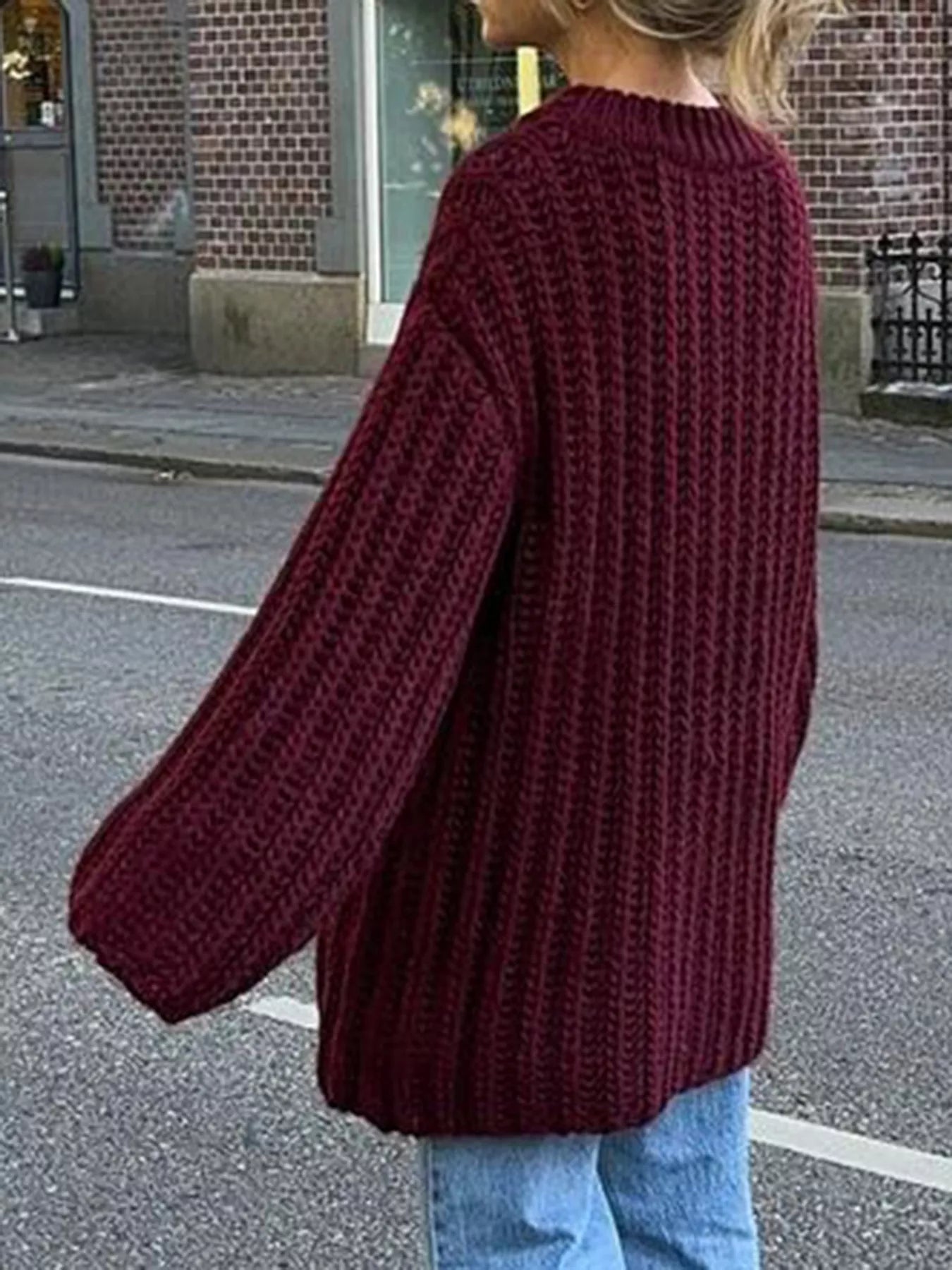 Oversized Chunky Knit Round Neck Sweater