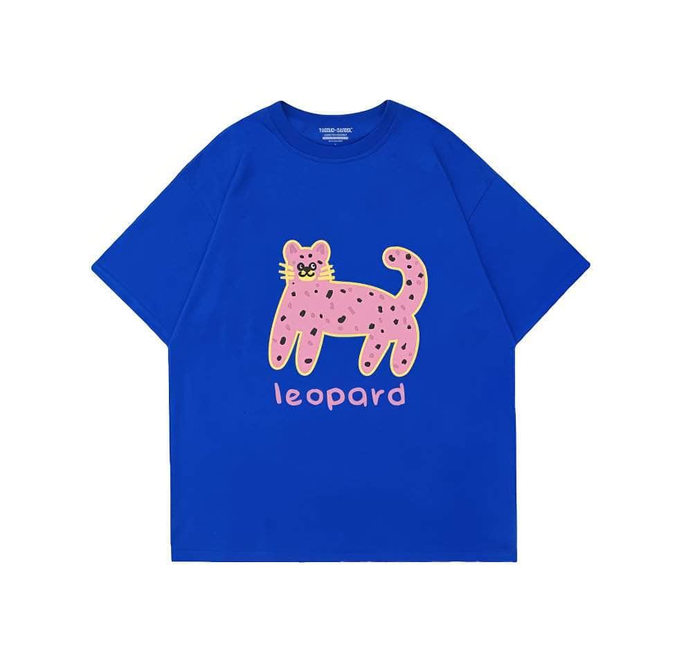 Oversized Leopard Print T-Shirt US 4 / Blue