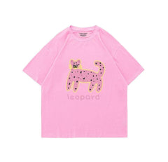 Oversized Leopard Print T-Shirt US 4 / Pink