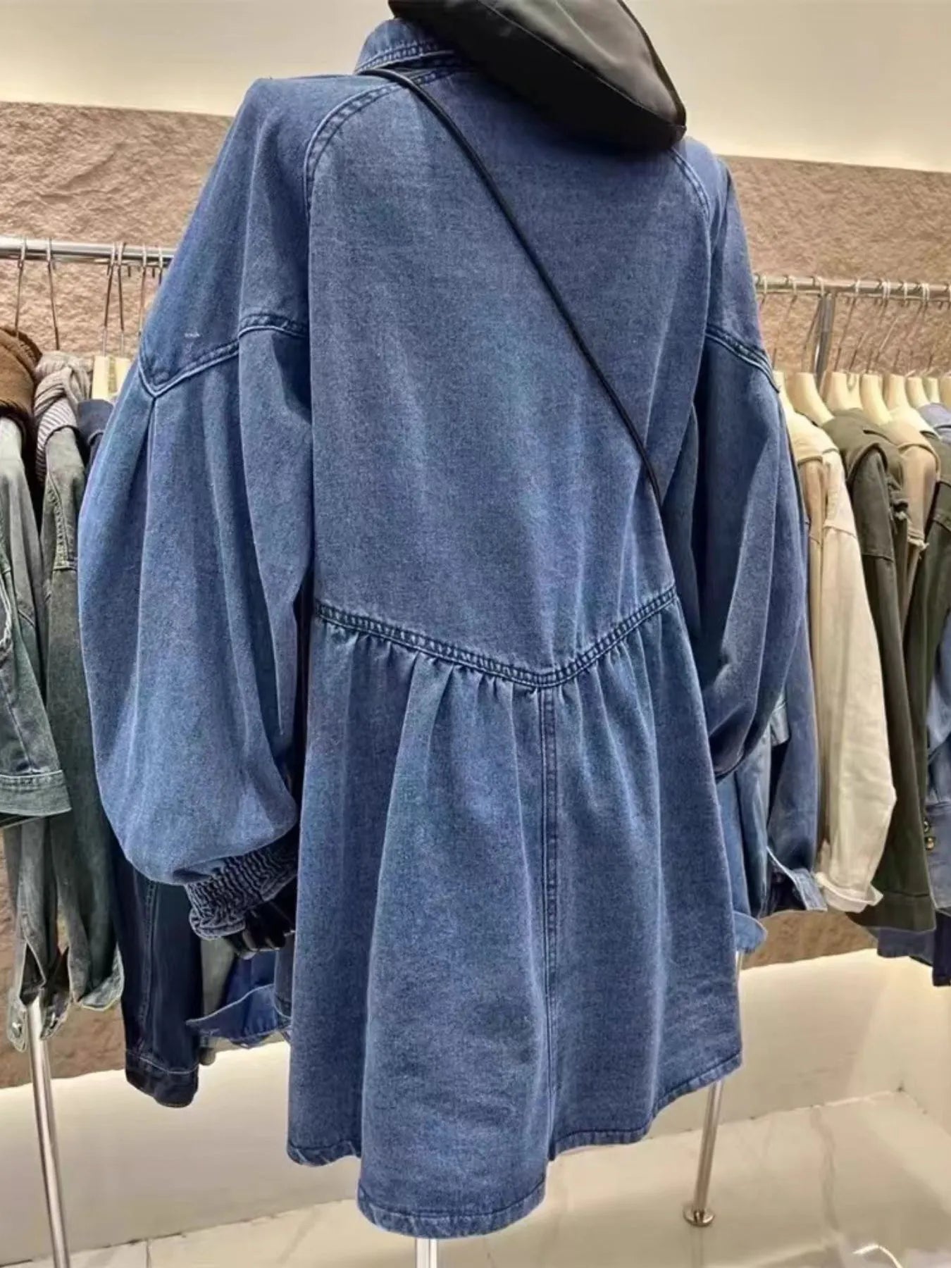Oversized Long Sleeve Button-Up Denim Dress