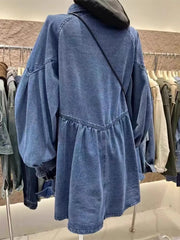 Oversized Long Sleeve Button-Up Denim Dress