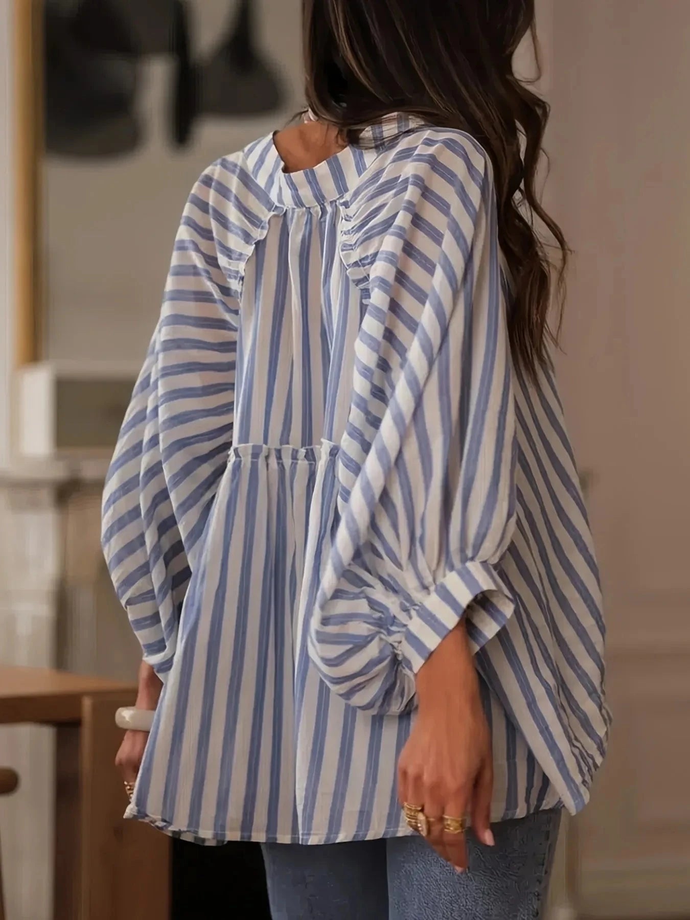Oversized Striped Button-Down Shirt