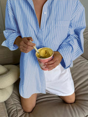 Oversized Striped Button-Down Shirt