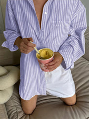 Oversized Striped Button-Down Shirt