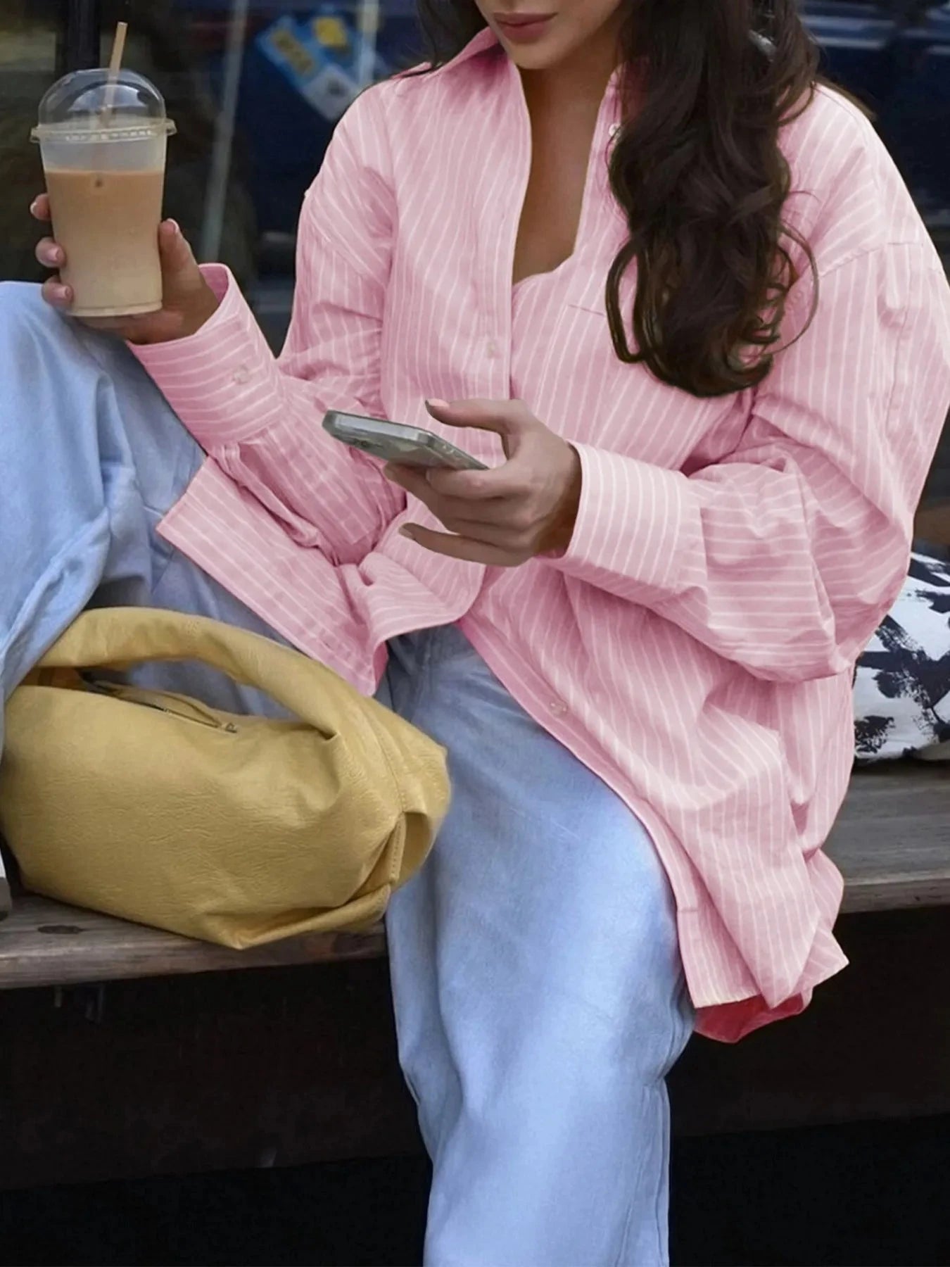 Oversized Striped Button-Down Shirt