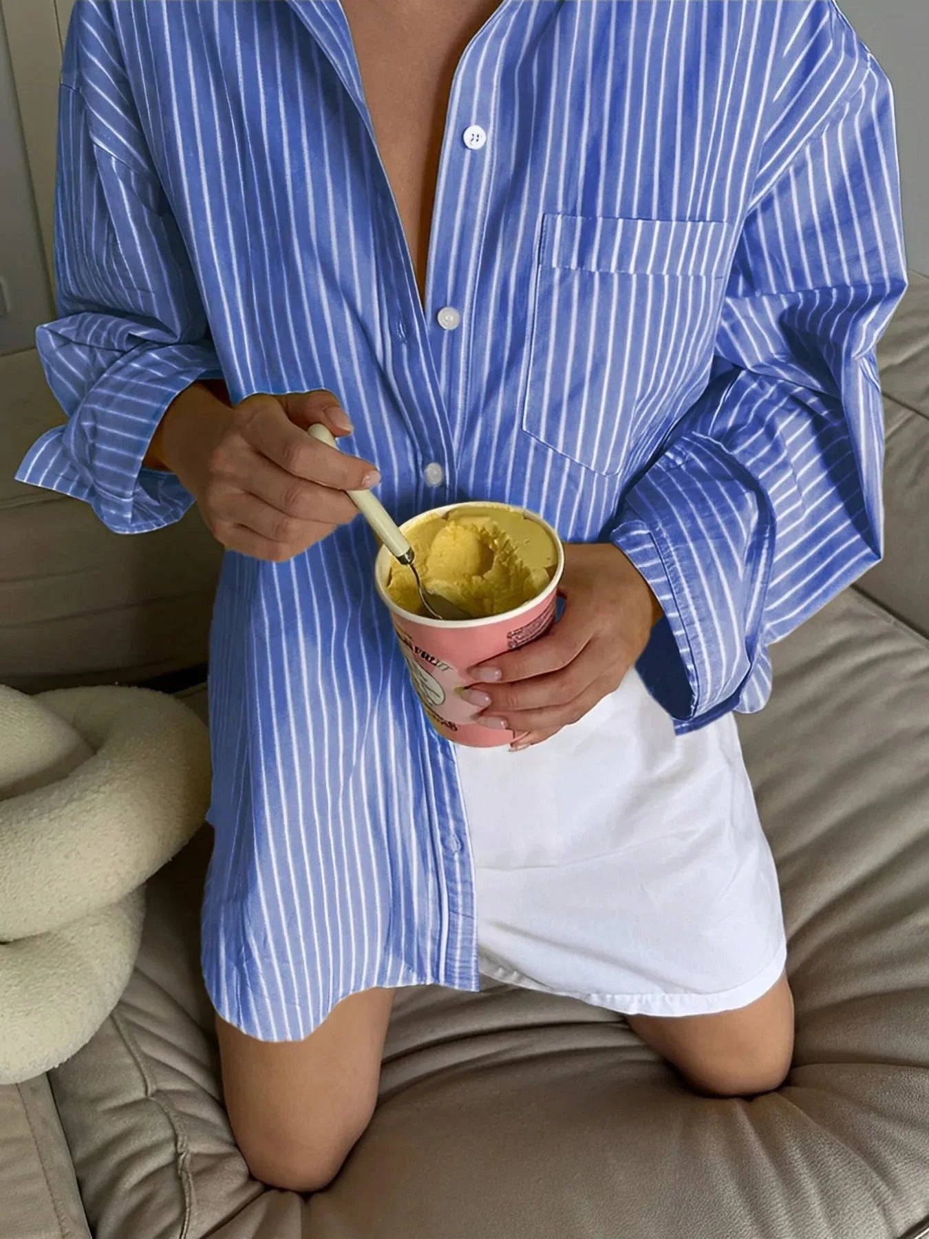 Oversized Striped Button-Down Shirt