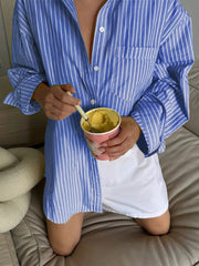 Oversized Striped Button-Down Shirt