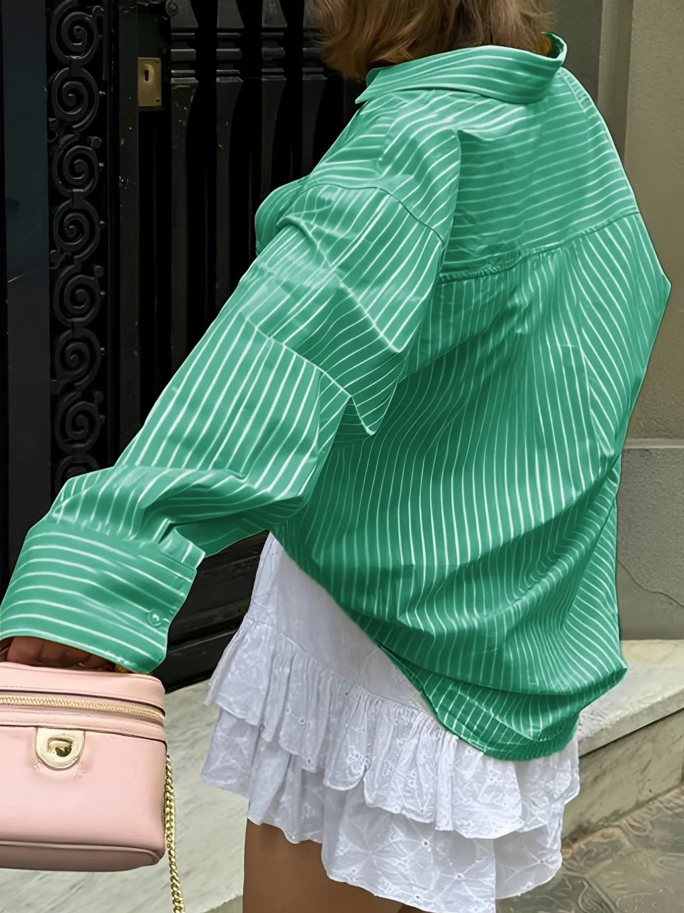 Oversized Striped Button-Down Shirt