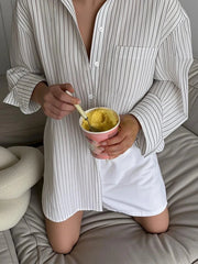 Oversized Striped Button-Down Shirt