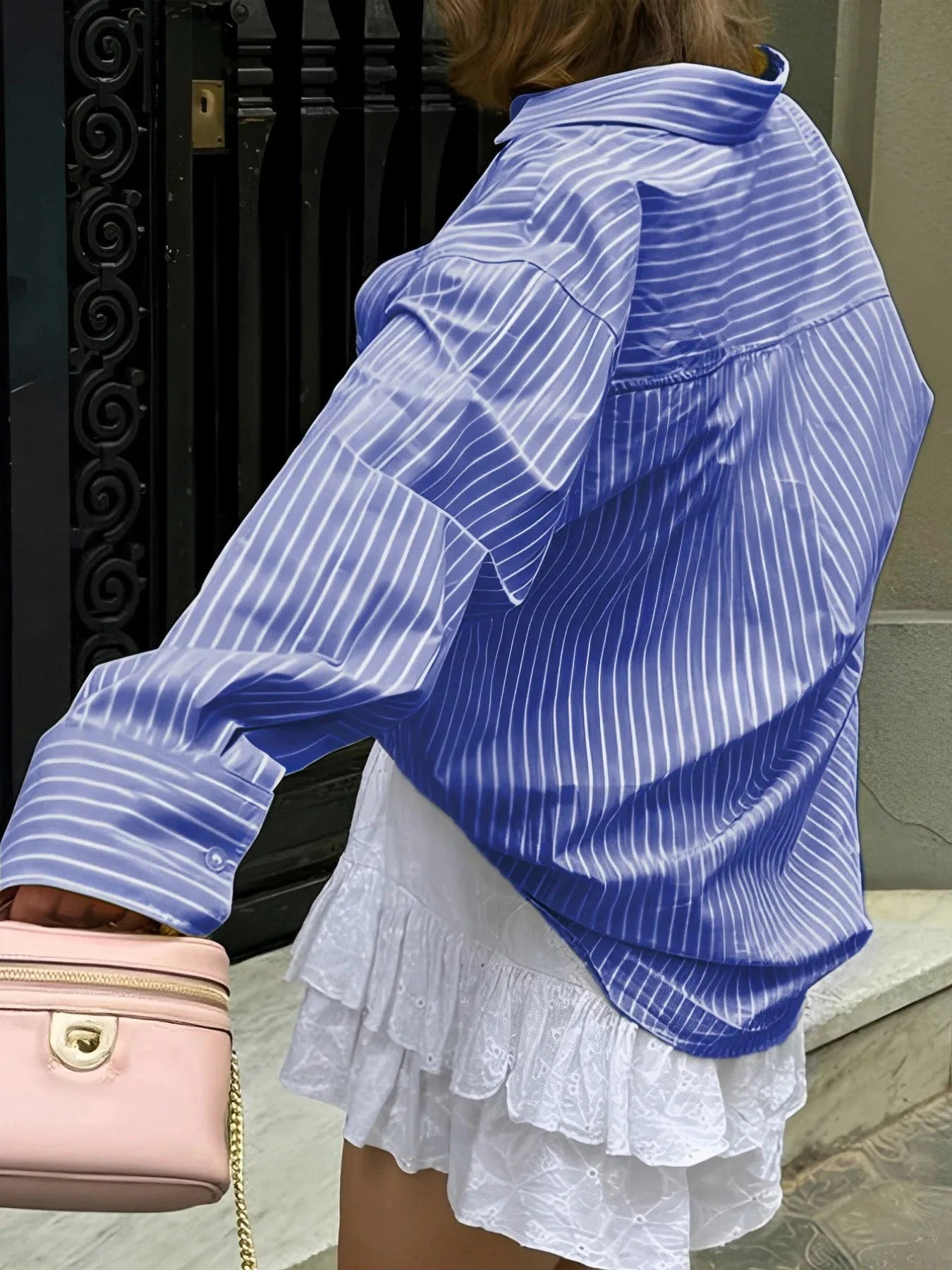 Oversized Striped Button-Down Shirt
