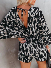 Oversized Tied Back Printed Romper