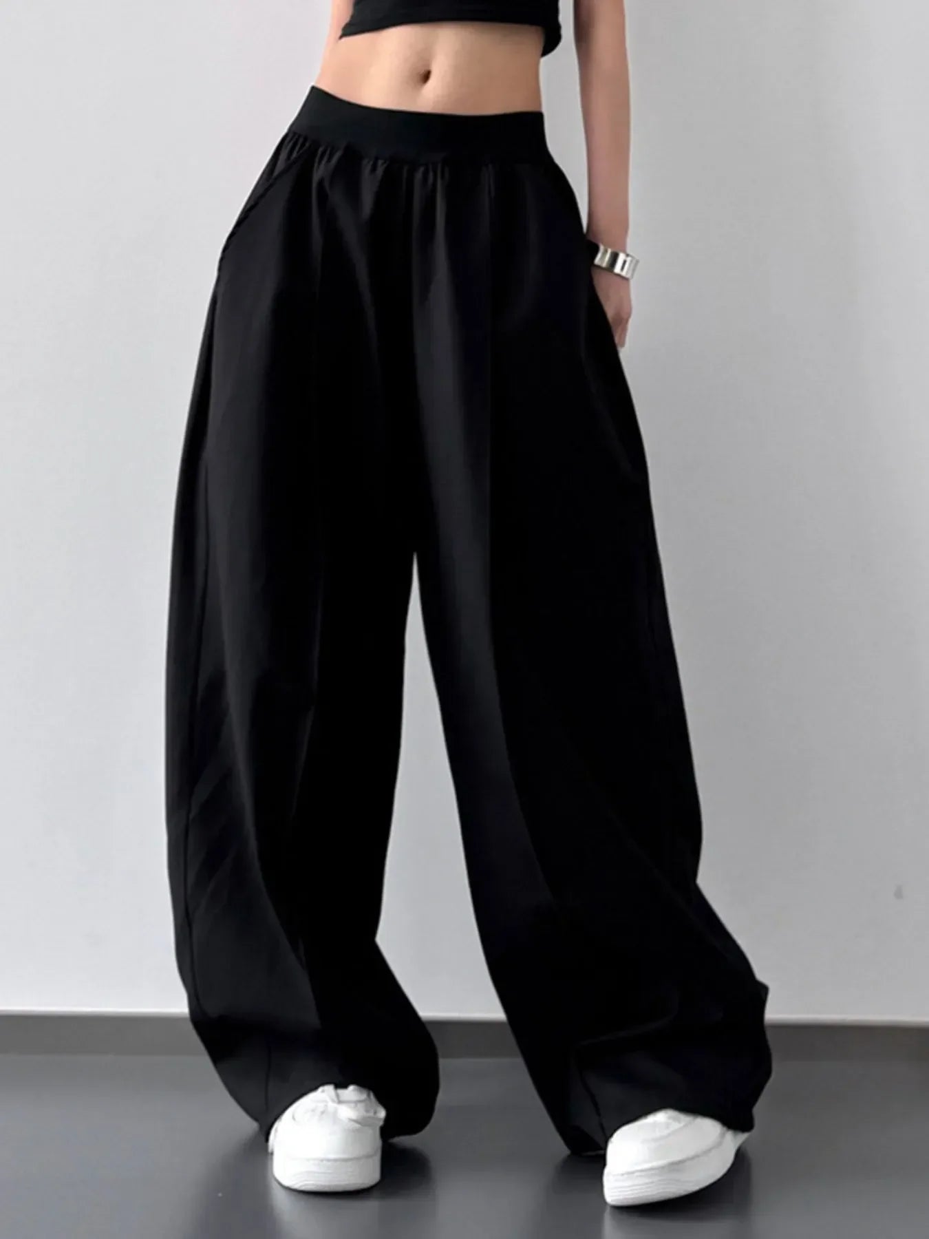 Oversized Wide Leg Casual Pants Black Extended / S