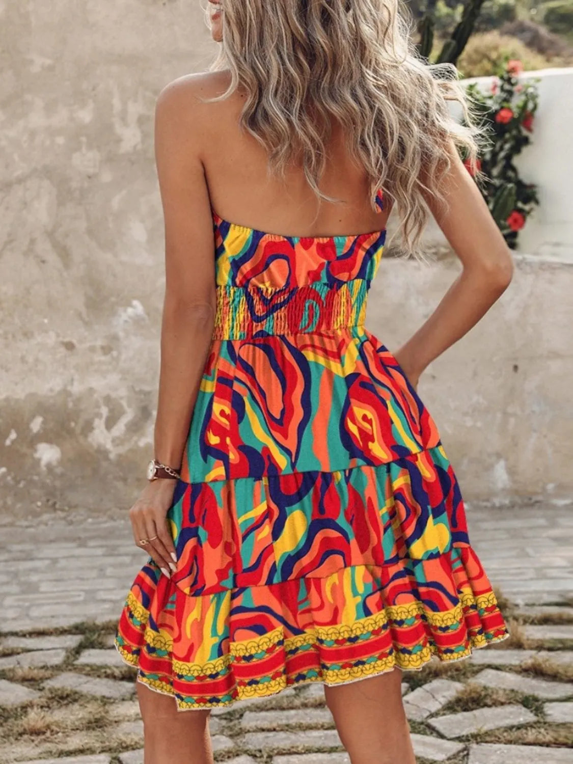 Paisley Print Halter Neck Mini Dress