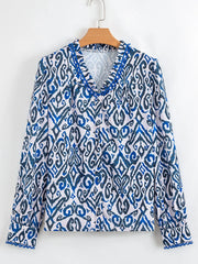 Paisley Print Long Sleeve Blouse