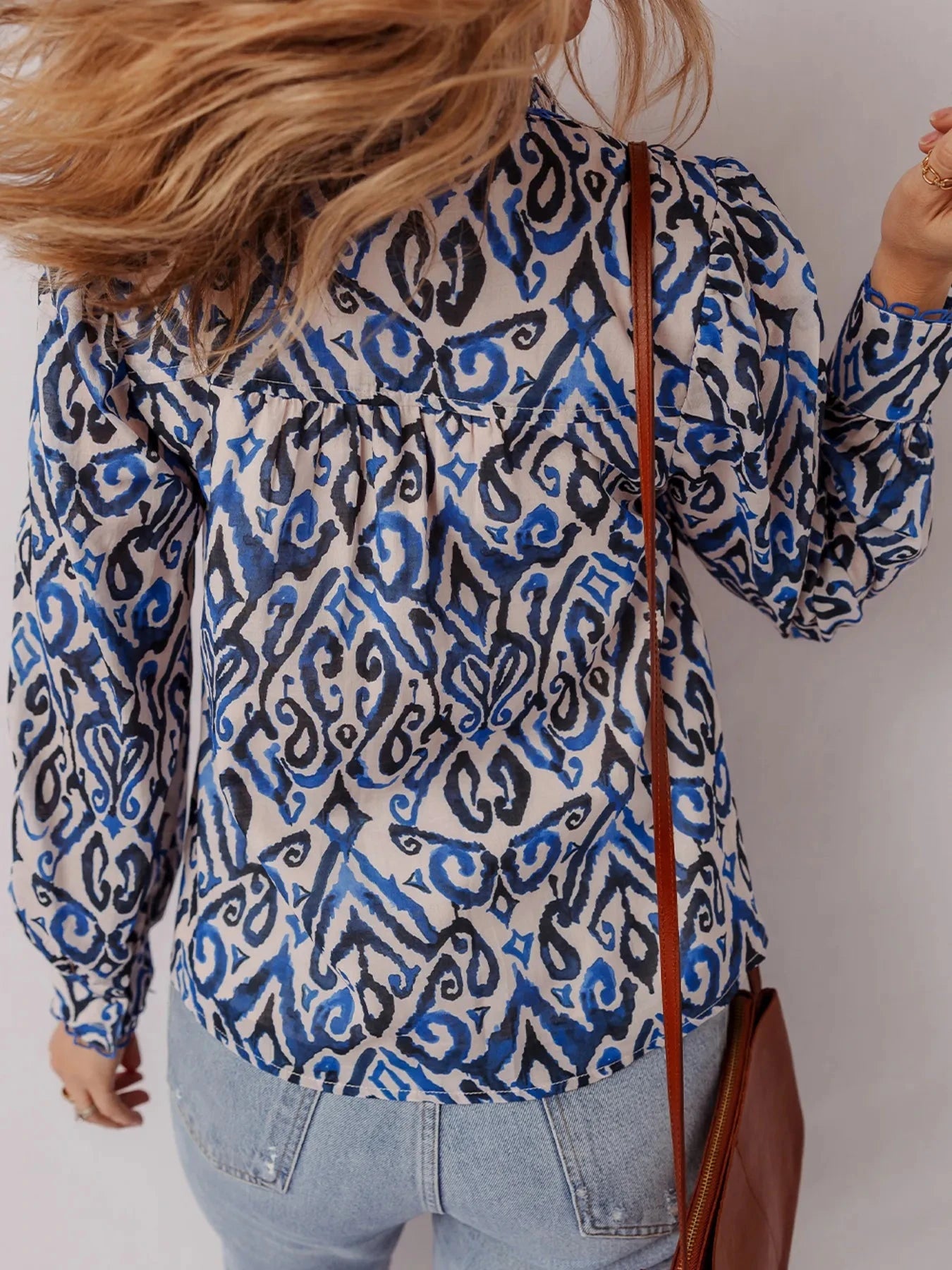 Paisley Print Long Sleeve Blouse
