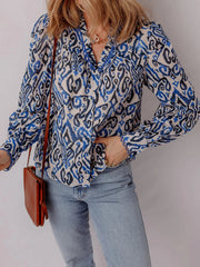 Paisley Print Long Sleeve Blouse Navy / S