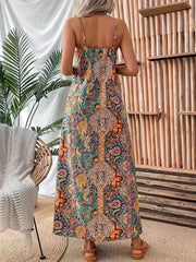 Paisley Print V-Neck Maxi Dress