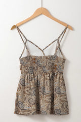 Paisley Printed Smocked Babydoll Cami