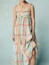Pastel Plaid Back Smocked Maxi Cami Dress Multicolor / S
