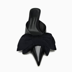 Patent Leather Bow Detailed Open Back Heels