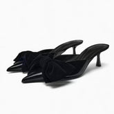 Patent Leather Bow Detailed Open Back Heels EU 34 / Black