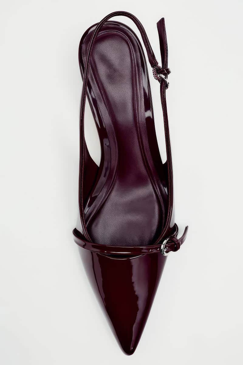 Patent Pointed Toe Slingback Kitten Heels