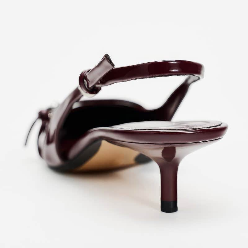 Patent Pointed Toe Slingback Kitten Heels
