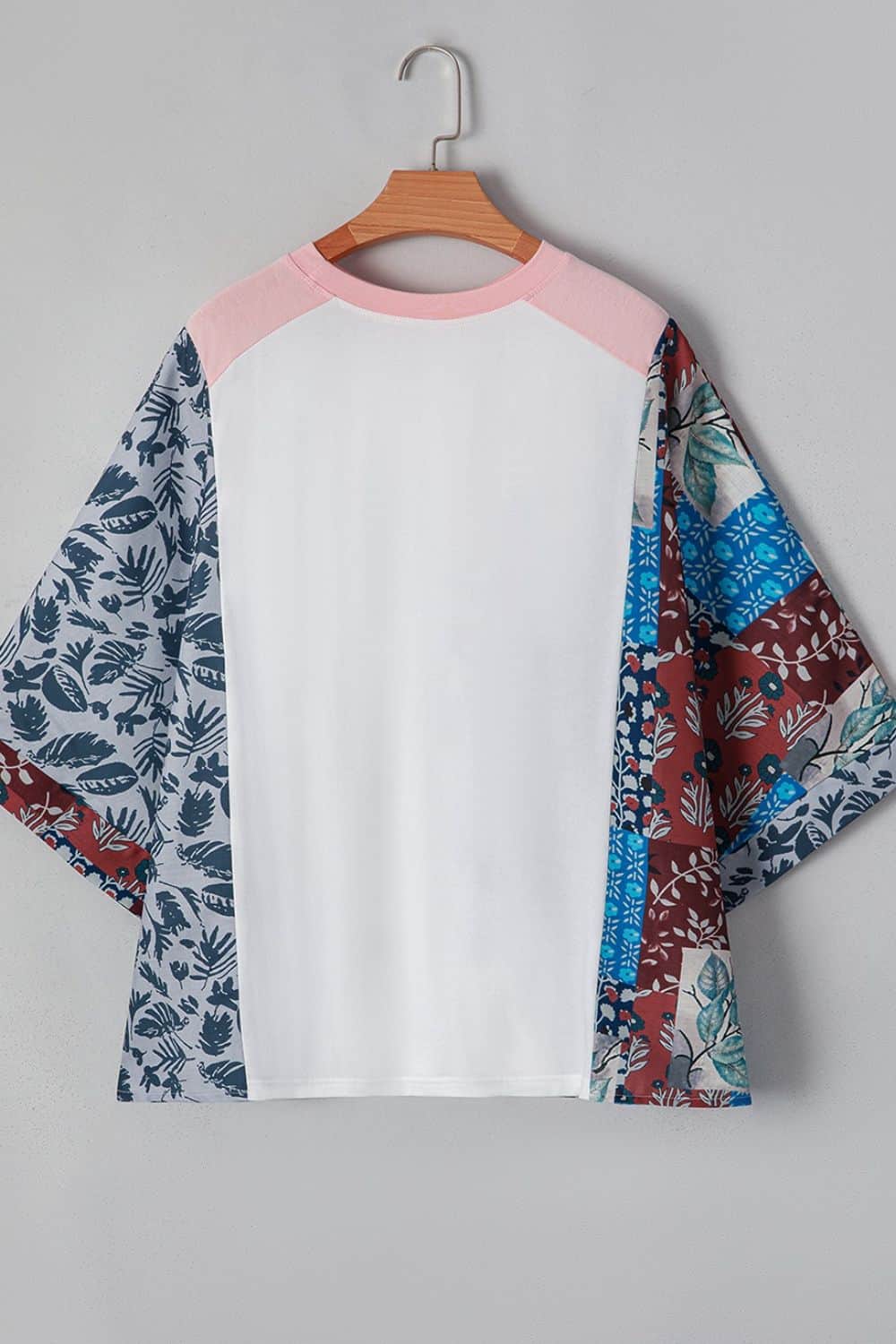 Peace Desert Graphic Asymmetric Printed Patchwork Sleeve Top