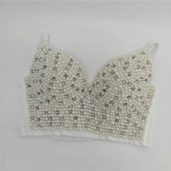 Pearl Bejeweled Corset Cami Bustier Top