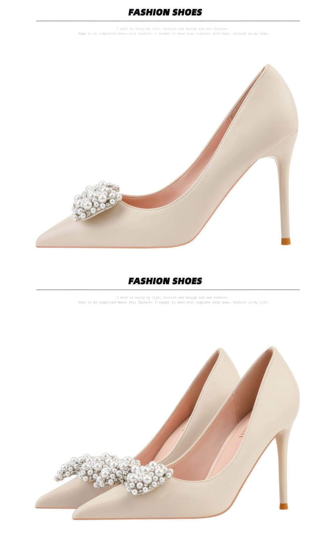 Pearl Bow Detailed Stiletto Pumps