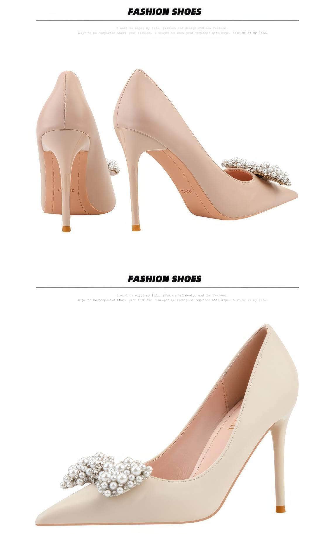 Pearl Bow Detailed Stiletto Pumps